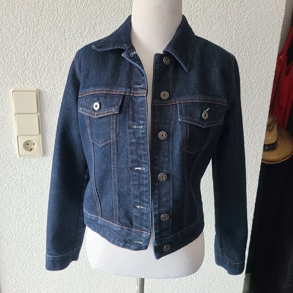 GAP Dark Blue Wash Denim Cropped Jean Jacket Authentic 2000's Y2K Size XS - Picture 6 of 16